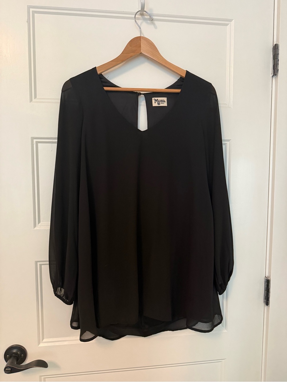 Show Me Your Mumu Black V-Neck Long Sleeve Blousey Dress